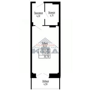 1-к квартира, строящийся дом, 31м2, 13/16 этаж