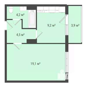 1-к квартира, строящийся дом, 37м2, 6/10 этаж