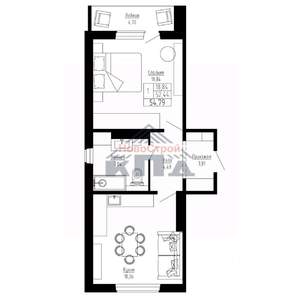 1-к квартира, строящийся дом, 55м2, 8/16 этаж