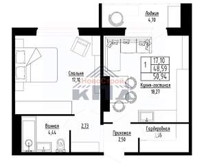 1-к квартира, строящийся дом, 51м2, 11/16 этаж