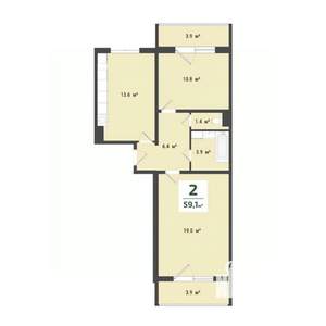 2-к квартира, строящийся дом, 55м2, 3/10 этаж