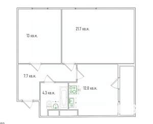 2-к квартира, вторичка, 59м2, 12/18 этаж