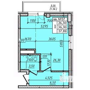 1-к квартира, вторичка, 38м2, 1/8 этаж