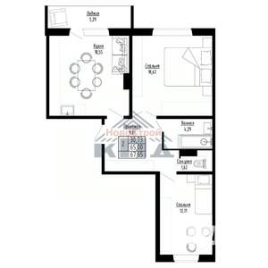 2-к квартира, строящийся дом, 68м2, 5/8 этаж
