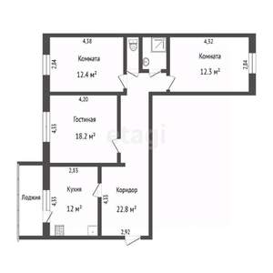 3-к квартира, вторичка, 84м2, 5/7 этаж