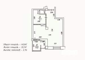 1-к квартира, сданный дом, 41м2, 11/18 этаж