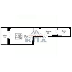 1-к квартира, строящийся дом, 30м2, 14/16 этаж