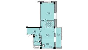 2-к квартира, строящийся дом, 50м2, 5/16 этаж