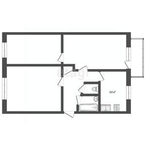 3-к квартира, вторичка, 61м2, 2/5 этаж