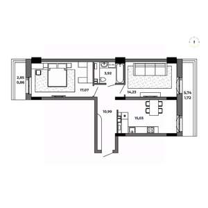2-к квартира, строящийся дом, 64м2, 8/8 этаж