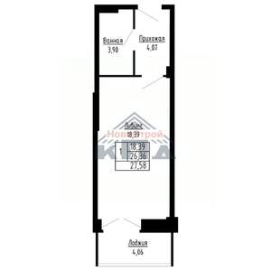 1-к квартира, строящийся дом, 28м2, 12/16 этаж