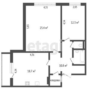 2-к квартира, вторичка, 73м2, 3/10 этаж