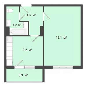 1-к квартира, строящийся дом, 37м2, 6/10 этаж