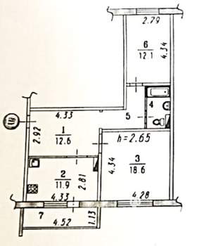 2-к квартира, вторичка, 65м2, 7/10 этаж
