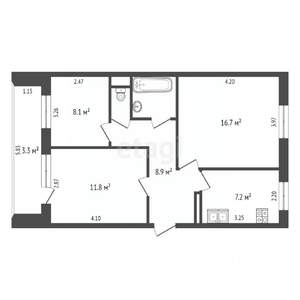 3-к квартира, вторичка, 57м2, 2/5 этаж