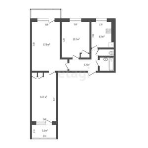 3-к квартира, вторичка, 61м2, 1/9 этаж