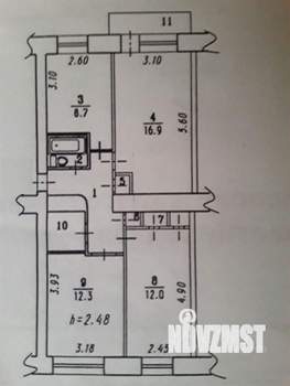 3-к квартира, вторичка, 63м2, 5/5 этаж