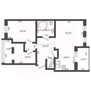 3-к квартира, вторичка, 126м2, 6/6 этаж