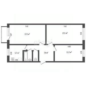 3-к квартира, вторичка, 62м2, 5/5 этаж