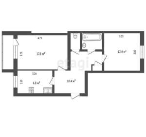 2-к квартира, вторичка, 52м2, 4/5 этаж