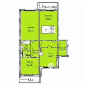 3-к квартира, вторичка, 83м2, 10/10 этаж