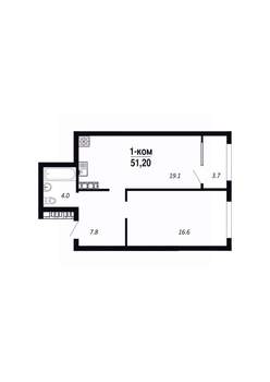 1-к квартира, вторичка, 51м2, 9/22 этаж