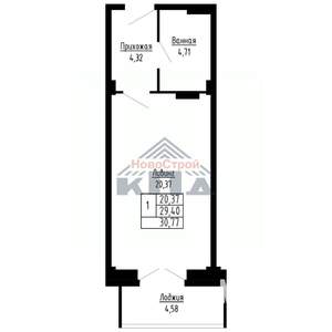 1-к квартира, строящийся дом, 31м2, 15/16 этаж