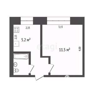 1-к квартира, вторичка, 21м2, 2/5 этаж