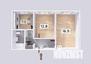 2-к квартира, вторичка, 46м2, 1/9 этаж