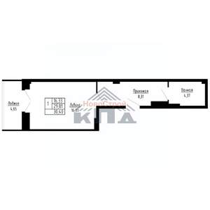 1-к квартира, строящийся дом, 30м2, 8/16 этаж