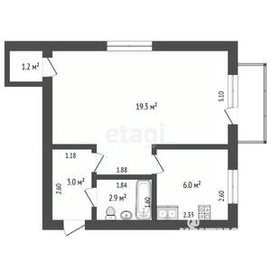 1-к квартира, вторичка, 32м2, 3/3 этаж