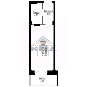 1-к квартира, строящийся дом, 27м2, 6/16 этаж