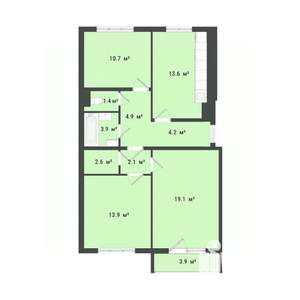 3-к квартира, строящийся дом, 76м2, 6/10 этаж