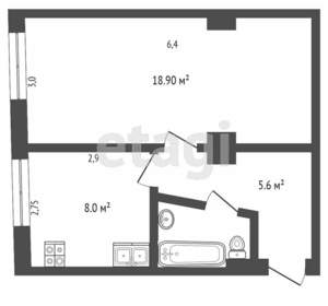 1-к квартира, вторичка, 36м2, 1/2 этаж