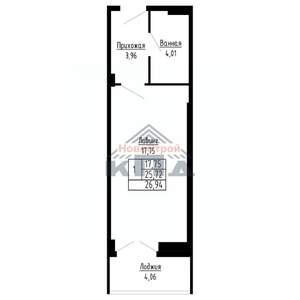 1-к квартира, строящийся дом, 27м2, 14/16 этаж