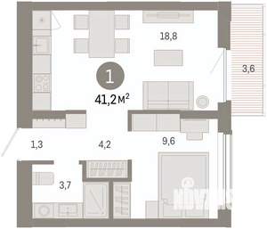 1-к квартира, вторичка, 41м2, 4/16 этаж