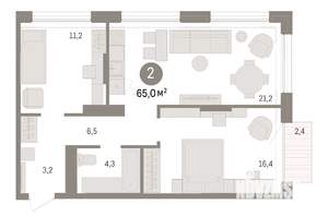 3-к квартира, вторичка, 65м2, 15/17 этаж