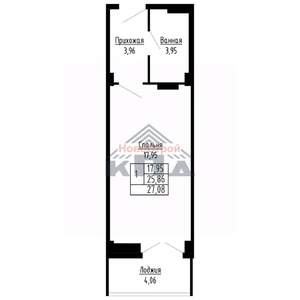1-к квартира, строящийся дом, 27м2, 3/16 этаж