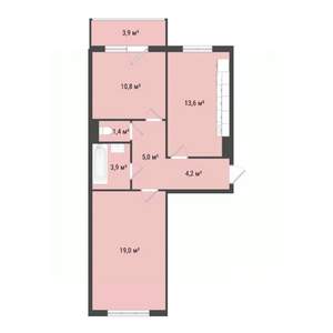2-к квартира, строящийся дом, 58м2, 2/10 этаж