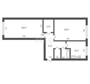 2-к квартира, вторичка, 48м2, 1/5 этаж