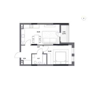 1-к квартира, строящийся дом, 49м2, 5/12 этаж