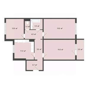 3-к квартира, строящийся дом, 80м2, 7/10 этаж