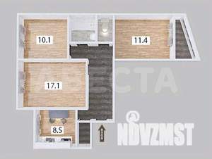 3-к квартира, вторичка, 63м2, 8/10 этаж