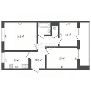 3-к квартира, вторичка, 58м2, 1/5 этаж