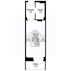 1-к квартира, строящийся дом, 27м2, 2/16 этаж