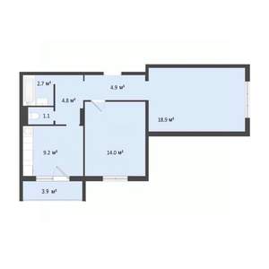 2-к квартира, строящийся дом, 56м2, 9/10 этаж