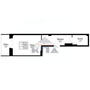 1-к квартира, строящийся дом, 30м2, 5/16 этаж
