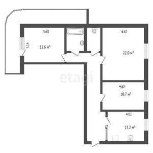 3-к квартира, вторичка, 90м2, 10/10 этаж