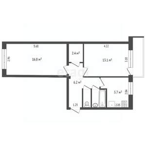 2-к квартира, вторичка, 45м2, 3/5 этаж