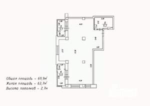 2-к квартира, сданный дом, 70м2, 3/18 этаж